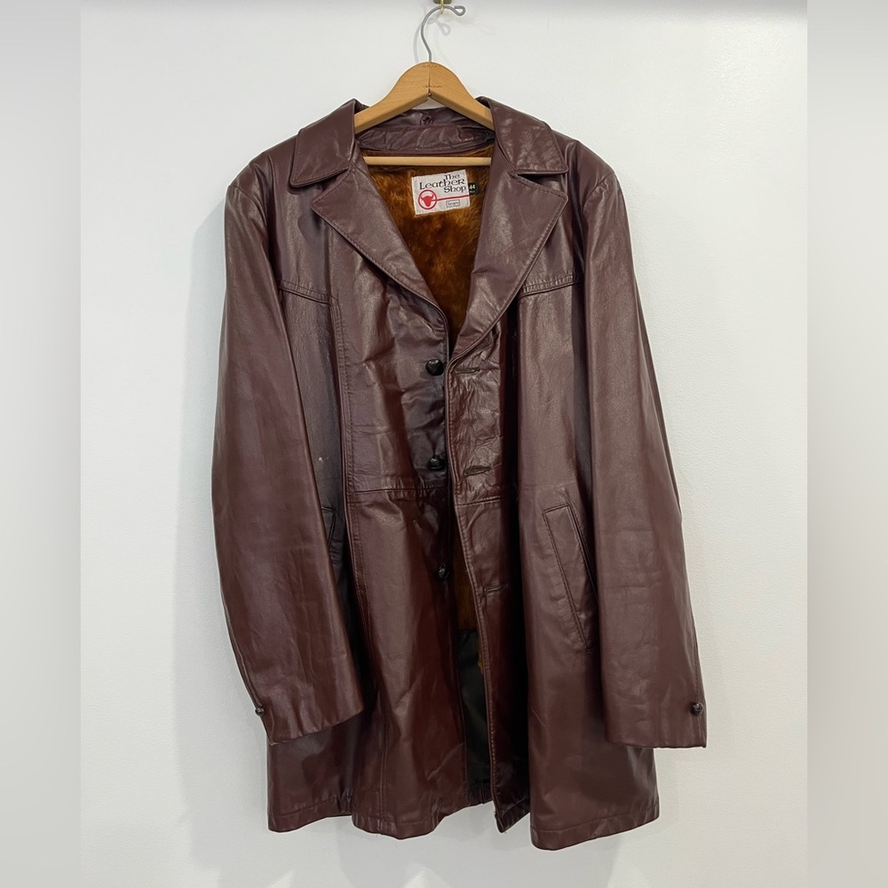 Vintage Sears Leather Shop Mens Brown Leather Jacket 44 Tall - Picture 1 of 6